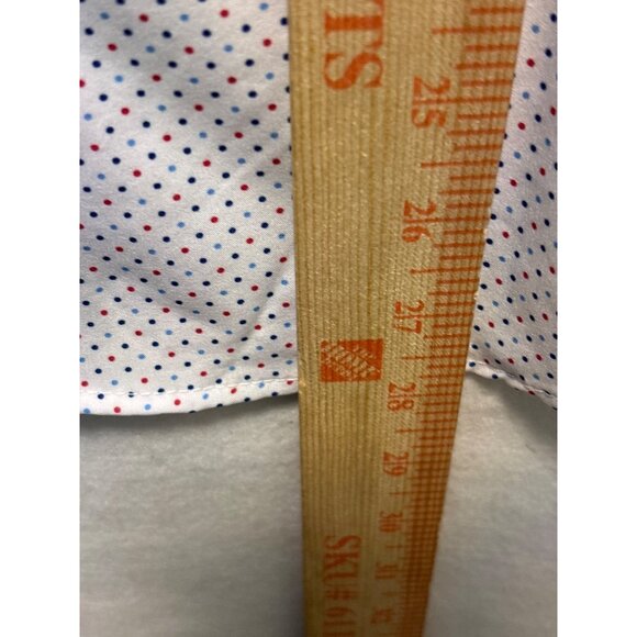 ConStruct Slim Fit Mens Dress Shirt M White Polka Dot Pattern Long Sleeve - Picture 4 of 10